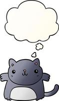 cartoon cat and thought bubble in smooth gradient style vector