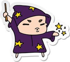 sticker cartoon  cute kawaii wizard child vector