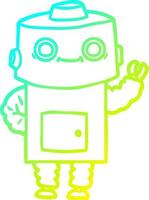 cold gradient line drawing cartoon robot vector