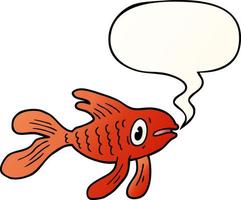 cartoon fish and speech bubble in smooth gradient style vector