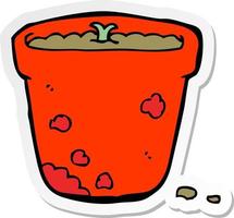 sticker of a cartoon flower pot vector