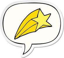 cartoon shooting star and speech bubble sticker vector