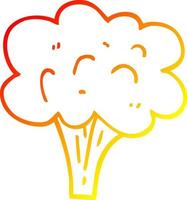 warm gradient line drawing cartoon broccoli stalk vector