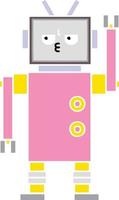 flat color retro cartoon robot vector