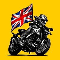 bicicleta desnuda con bandera británica vector