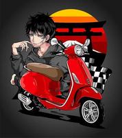 scooter automático anime japonés vector