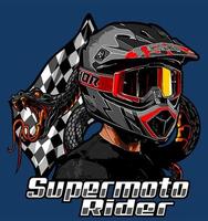 supermoto rider with checkered flag vector