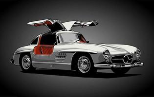 retro car with raised doors vector