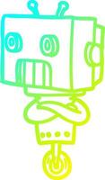 cold gradient line drawing cartoon robot vector