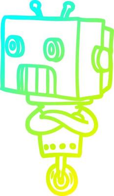 cold gradient line drawing cartoon robot