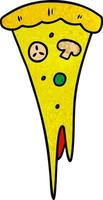 textured cartoon doodle of a slice of pizza vector