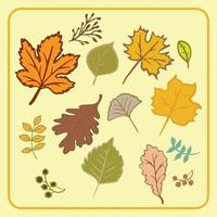 imagen vectorial del paquete de hojas de otoño para el concepto de temporada o vacaciones vector