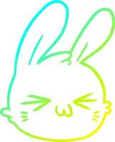 cold gradient line drawing cartoon rabbit face vector