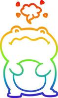 rainbow gradient line drawing cartoon frog vector