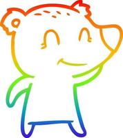 rainbow gradient line drawing smiling bear cartoon vector