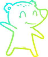 cold gradient line drawing smiling bear pointing vector
