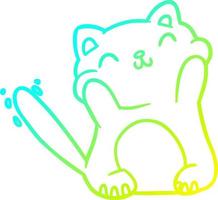 cold gradient line drawing very happy cute cat vector