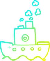 cold gradient line drawing cartoon steam boat vector