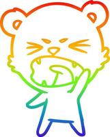 rainbow gradient line drawing angry cartoon bear vector