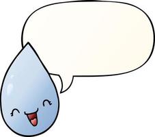 cartoon raindrop and speech bubble in smooth gradient style vector