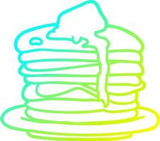 cold gradient line drawing stack of pancakes vector