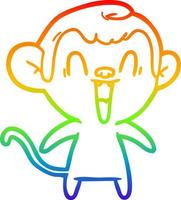 rainbow gradient line drawing cartoon laughing monkey vector