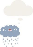 cute cartoon cloud and thought bubble in retro style vector