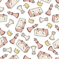 Hand drawn seamless pattern of cartoon chess vector