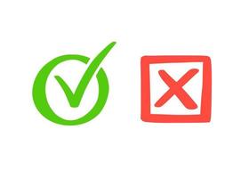 Green check and red cross mark. vector