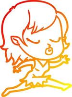 warm gradient line drawing cute cartoon vampire girl vector