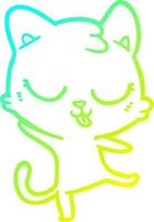 cold gradient line drawing cartoon cat vector