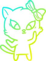 cold gradient line drawing cartoon cat vector