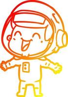 warm gradient line drawing happy cartoon astronaut vector