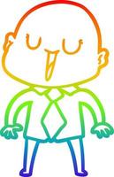 dibujo de línea de gradiente de arco iris feliz hombre calvo de dibujos animados vector