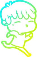 cold gradient line drawing cartoon curious boy vector