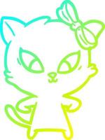 cold gradient line drawing cartoon cat vector