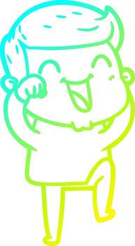 frío gradiente línea dibujo dibujos animados hombre riendo vector