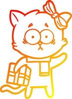 warm gradient line drawing cartoon cat vector