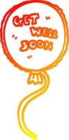 warm gradient line drawing cartoon get well soon balloon vector