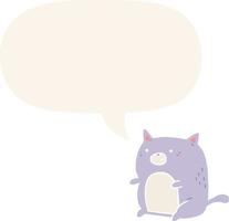 cartoon cat and speech bubble in retro style vector