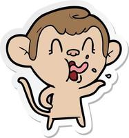 sticker of a crazy cartoon monkey vector