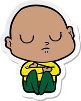 sticker of a cartoon bald man vector