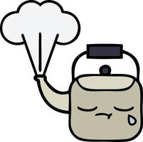 cute cartoon steaming kettle vector