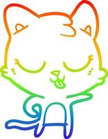 gato de dibujos animados de dibujo de línea de gradiente de arco iris vector