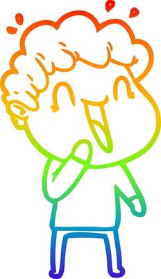 rainbow gradient line drawing cartoon happy man