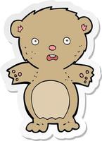 sticker of a frightened teddy bear cartoon vector