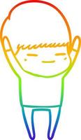 rainbow gradient line drawing cartoon smug boy vector