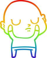 rainbow gradient line drawing cartoon bald man vector