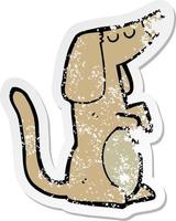 distressed sticker of a cartoon dog vector