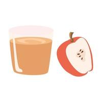 jugo de manzana con una ilustración de manzana en el costado vector